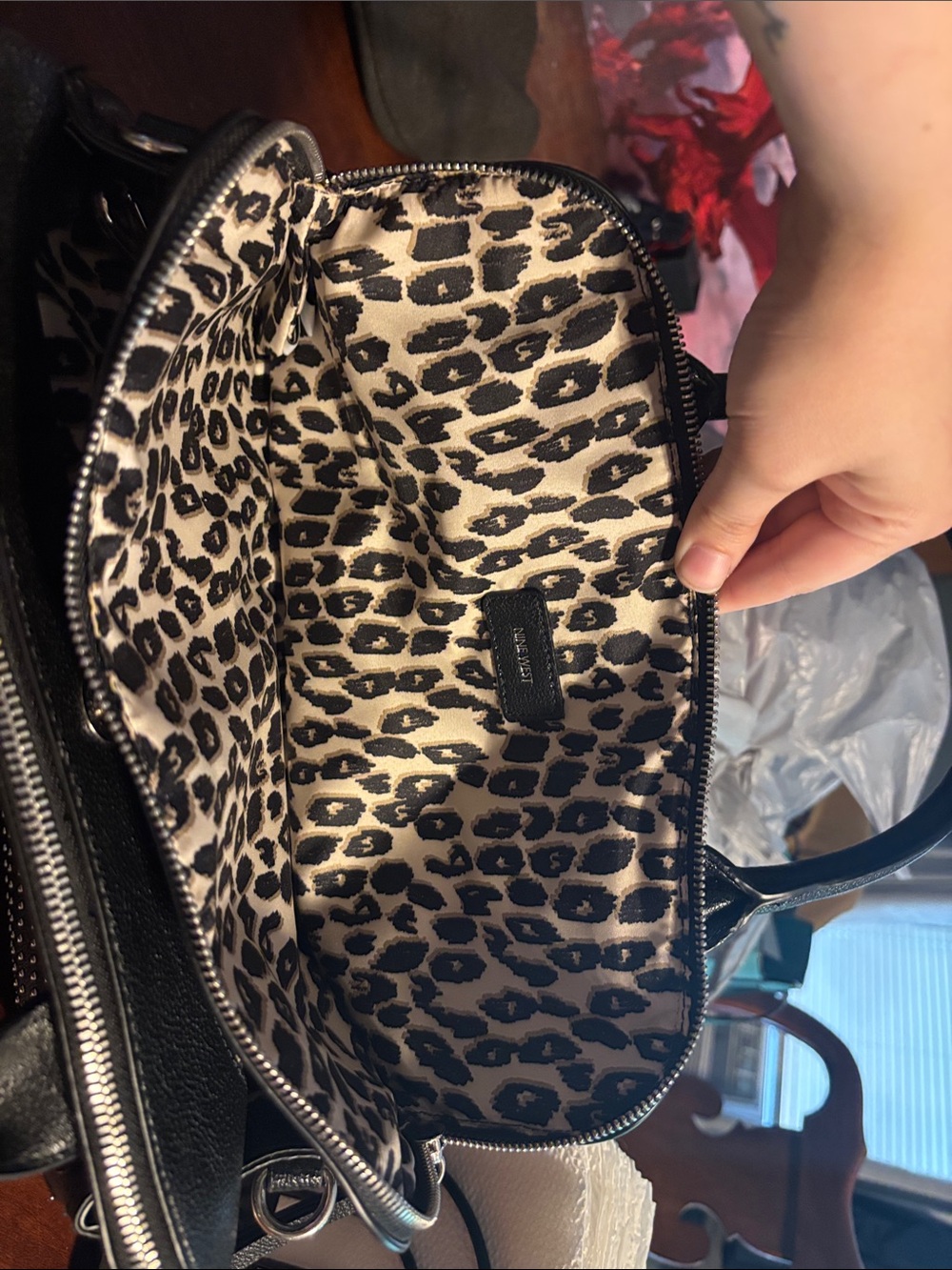 Nine West Black Studded Satchel Tote - Picture 6 of 6